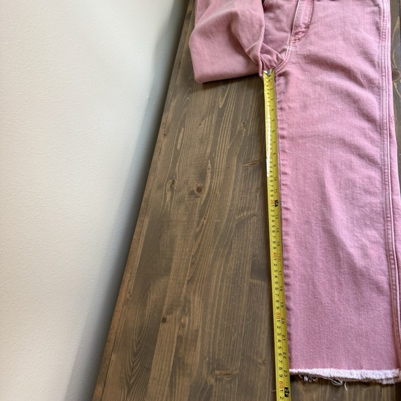 Wrangler Womens 26 Pink High Rise Heritage‎ Fit Raw Hem Straight Leg Denim Jeans - Picture 10 of 10